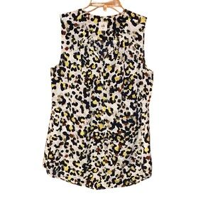 Cabi Fierce Seeing Spots Abstract Animal Print Blouse Top Sleeveless Medium